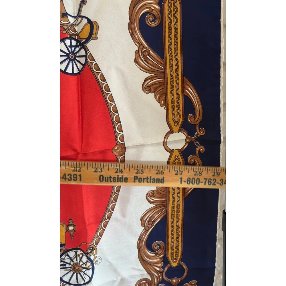 Damian's Silk Scarf Red‎ Navy Blue Equestrian Carriage Made in Italy 31